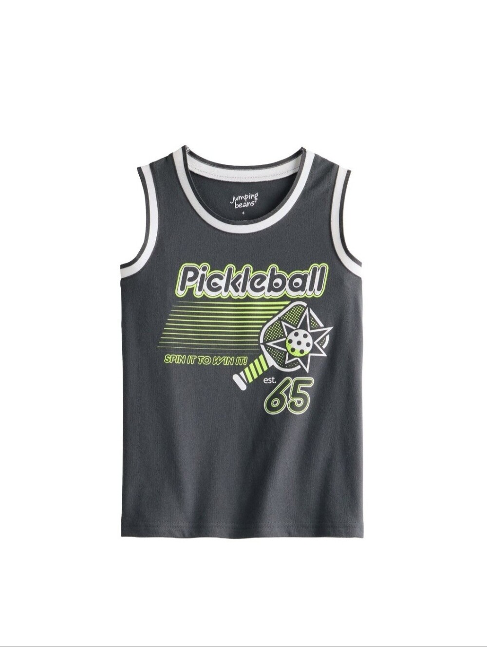 NWT Jumping Beans Boys Pickleball Varsity Tank Grey Multi Size Avail 12M 4